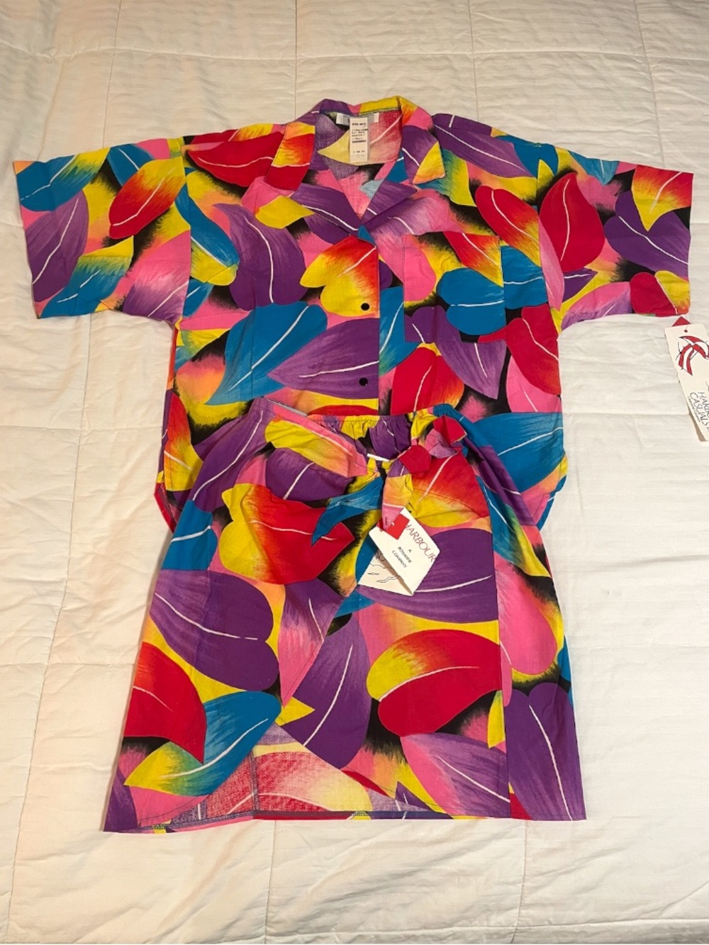 NWT Vintage Harbor Classics Hawaiian Shirt Wrap Skirt Set Resortwear Women Small